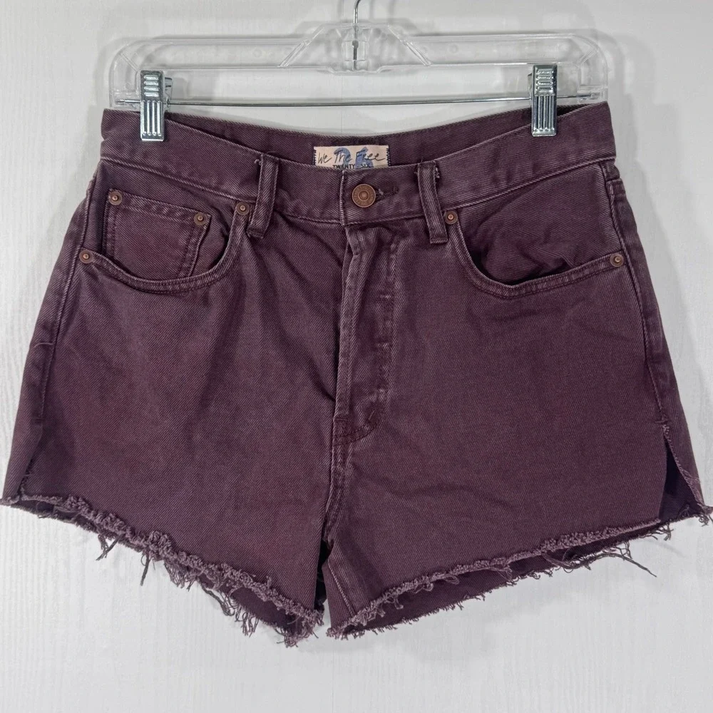 We The Free Twenty Six Cut Off Denim Shorts Button Fly Size 26 Purple‎